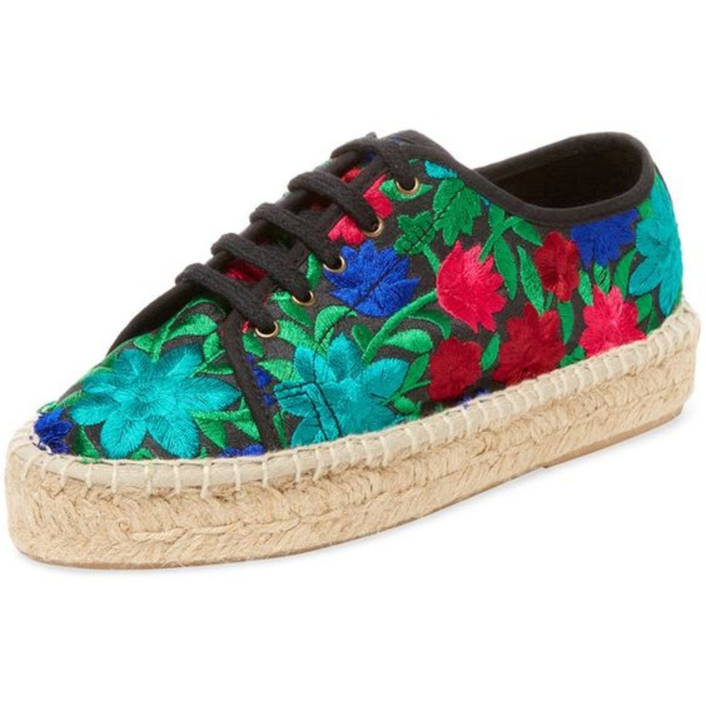 Embroidered Floral Sneaker Espadrilles 7